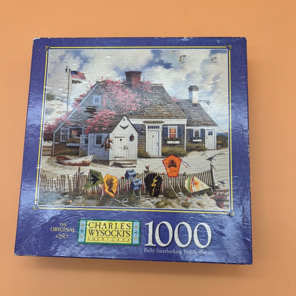 Charles Wysocki Americana Nantucket Flyers 1000 Piece Jigsaw Puzzle MB 4679-18